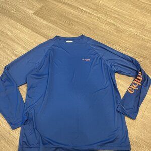 Columbia PFG Mens XL Blue Orange Florida Gators Fishing Hiking Long Sleeve